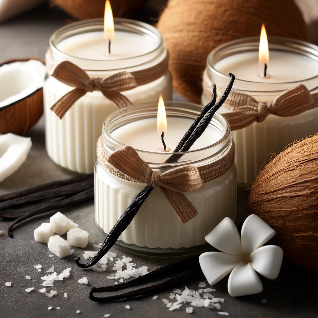 Velas Aromáticas de Vainilla con Coco